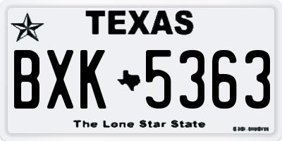 TX license plate BXK5363