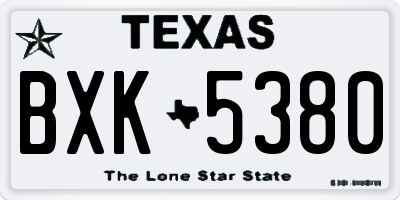TX license plate BXK5380