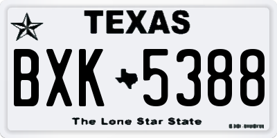 TX license plate BXK5388