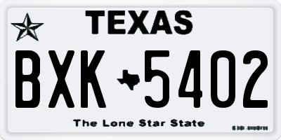 TX license plate BXK5402
