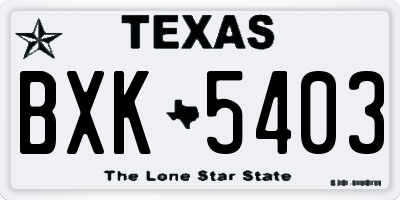TX license plate BXK5403