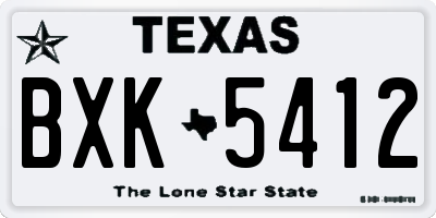 TX license plate BXK5412