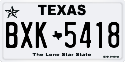 TX license plate BXK5418