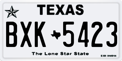 TX license plate BXK5423