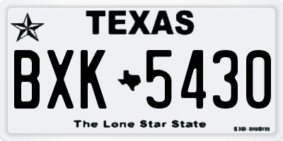 TX license plate BXK5430