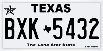 TX license plate BXK5432
