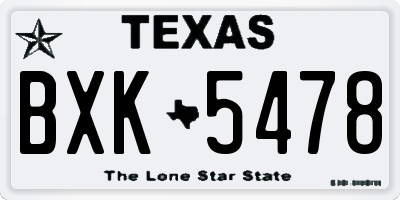 TX license plate BXK5478