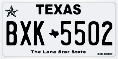 TX license plate BXK5502