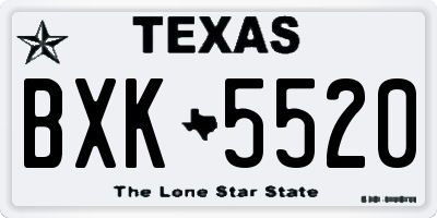 TX license plate BXK5520