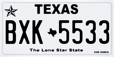 TX license plate BXK5533