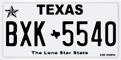 TX license plate BXK5540