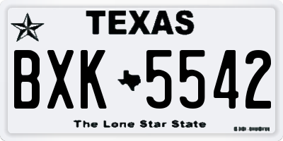 TX license plate BXK5542