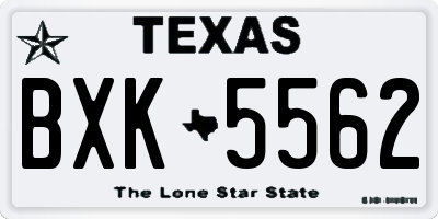 TX license plate BXK5562