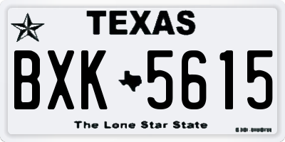 TX license plate BXK5615