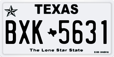 TX license plate BXK5631