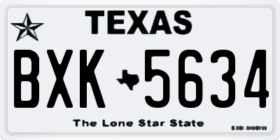 TX license plate BXK5634