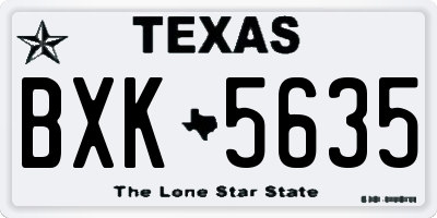 TX license plate BXK5635