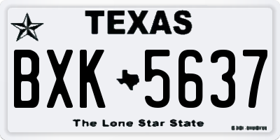TX license plate BXK5637
