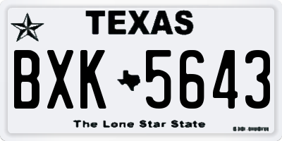 TX license plate BXK5643