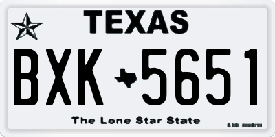 TX license plate BXK5651