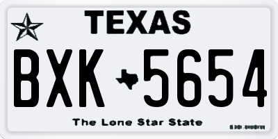 TX license plate BXK5654