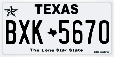 TX license plate BXK5670