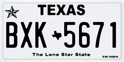 TX license plate BXK5671