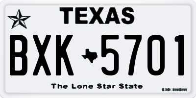 TX license plate BXK5701