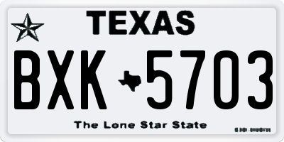 TX license plate BXK5703