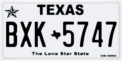 TX license plate BXK5747