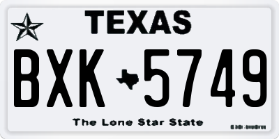 TX license plate BXK5749