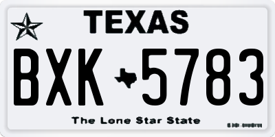 TX license plate BXK5783