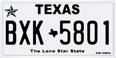 TX license plate BXK5801
