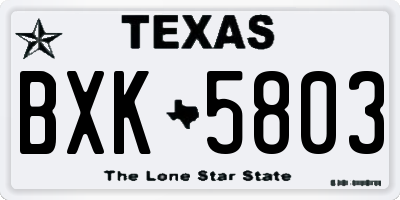 TX license plate BXK5803