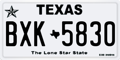 TX license plate BXK5830