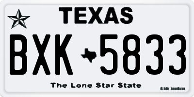 TX license plate BXK5833