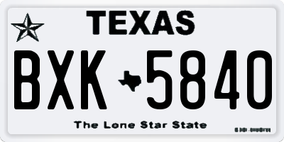 TX license plate BXK5840