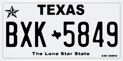 TX license plate BXK5849