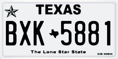 TX license plate BXK5881