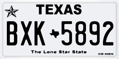 TX license plate BXK5892