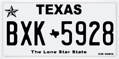 TX license plate BXK5928