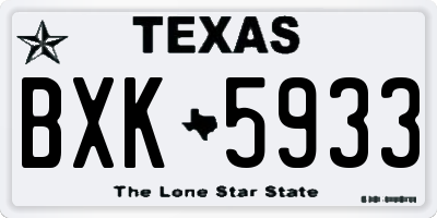 TX license plate BXK5933