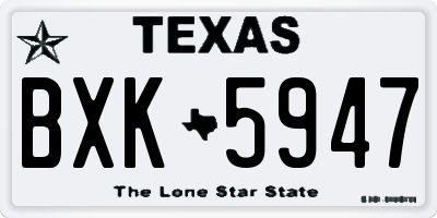 TX license plate BXK5947