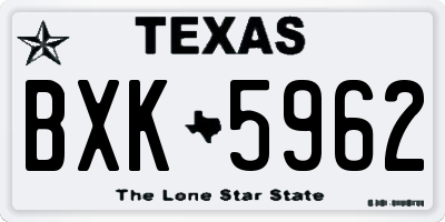 TX license plate BXK5962