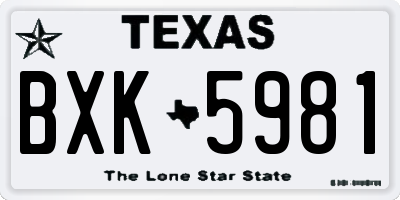TX license plate BXK5981