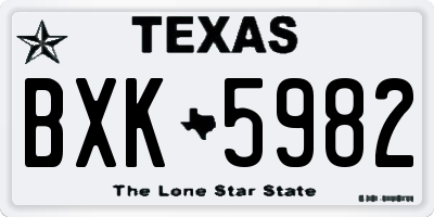 TX license plate BXK5982