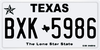 TX license plate BXK5986