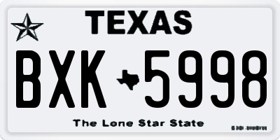 TX license plate BXK5998