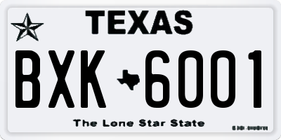 TX license plate BXK6001