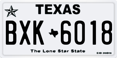TX license plate BXK6018